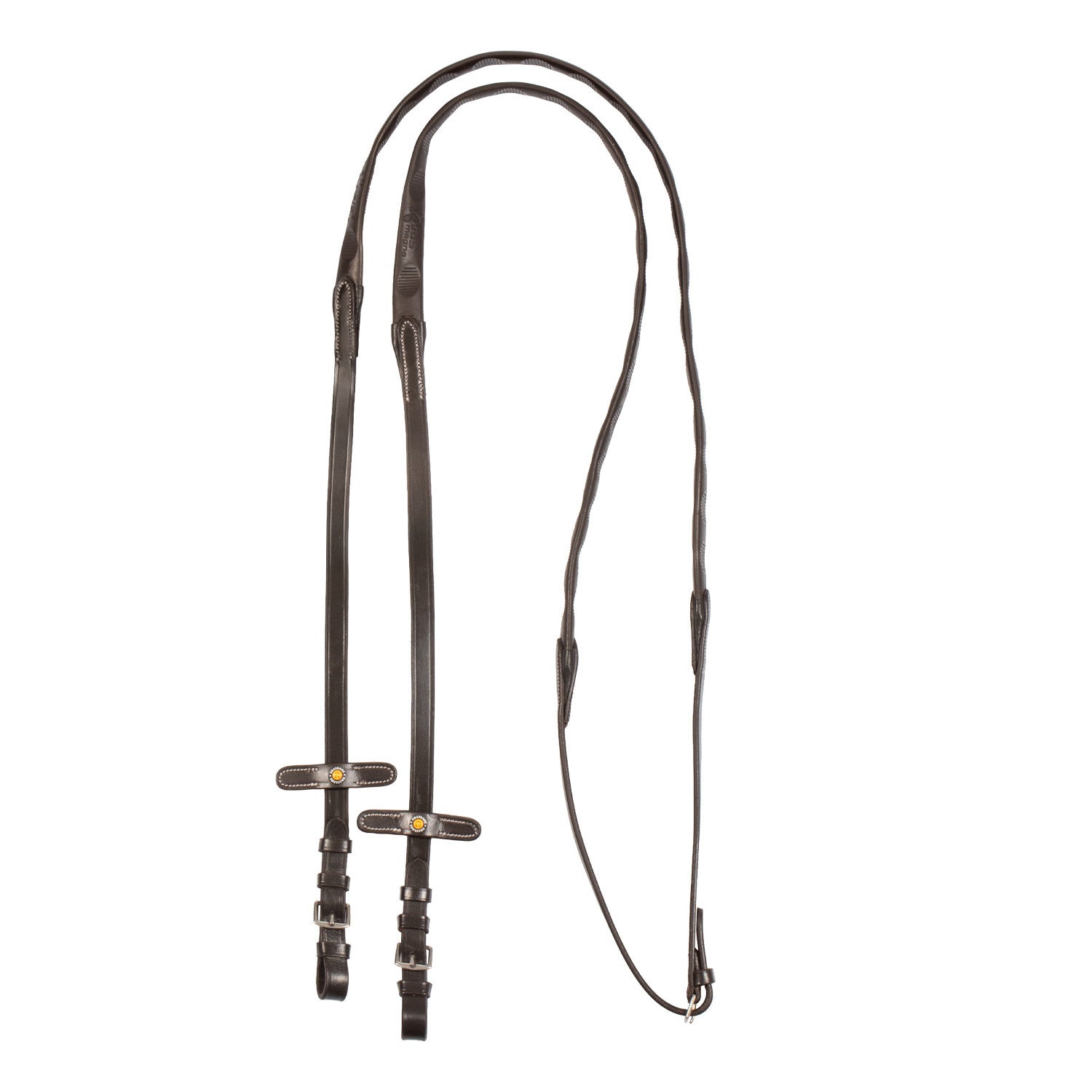 Equestro Leather magna reins with rubber grip