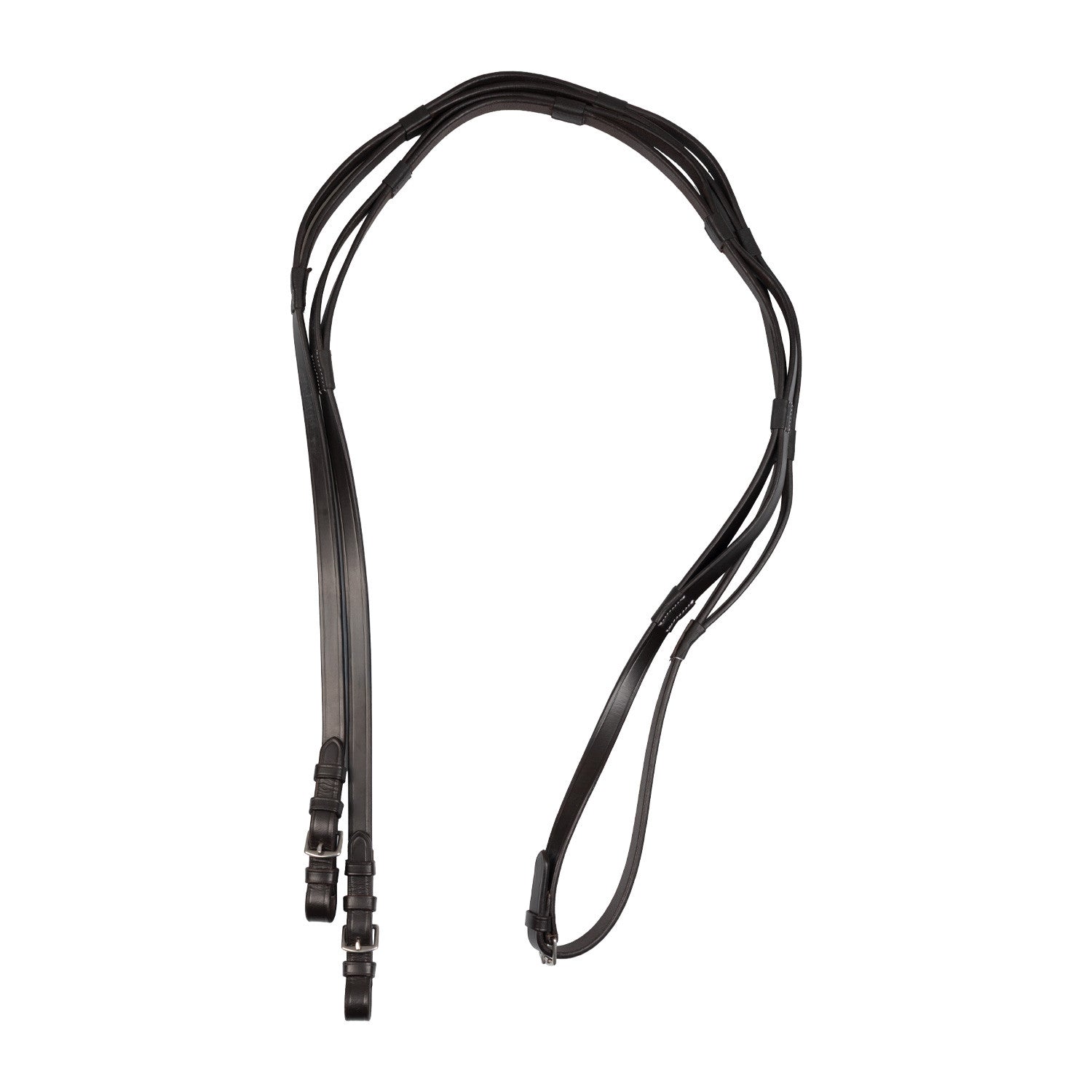 Equestro English leather reins with stainless steel handles and buckles