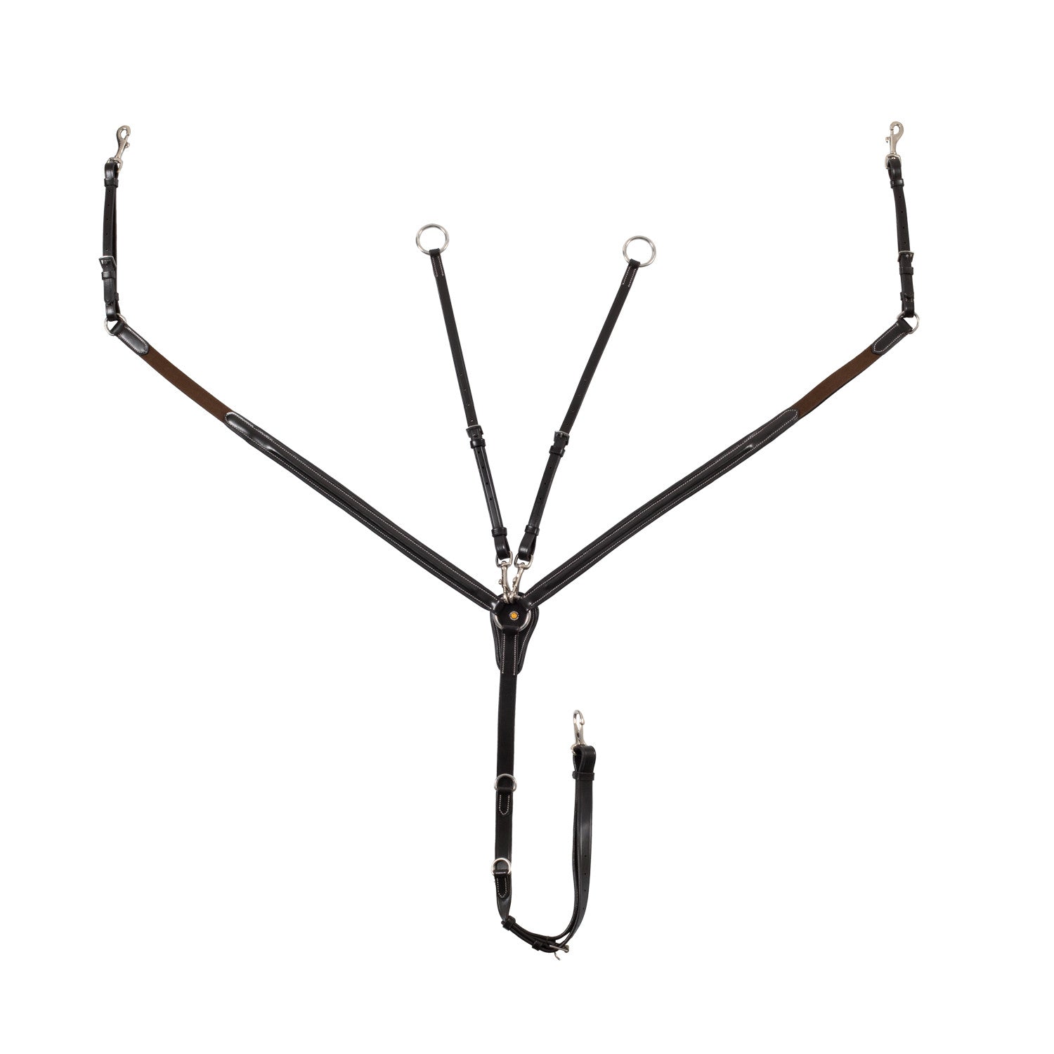 Equestro LEATHER BREASTPLATE WITH ELASTIC INSERTS & REMOVABLE MARTINGALE