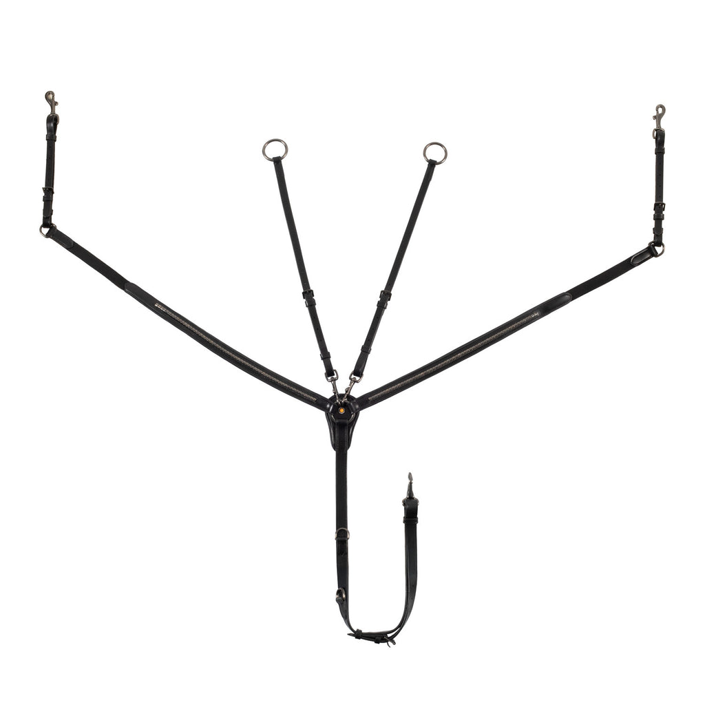 Tanned leather fork breastplate with black clincher