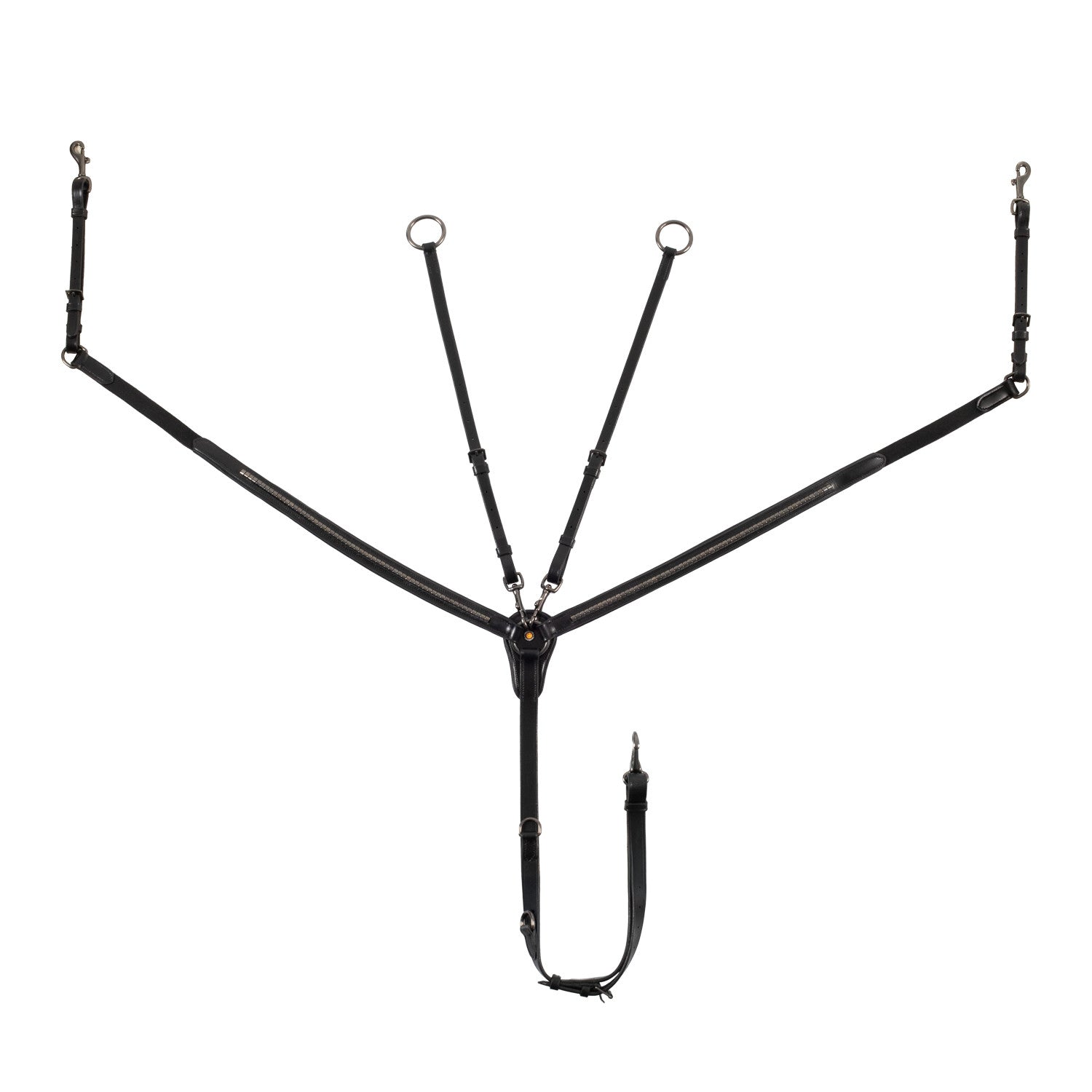 Tanned leather fork breastplate with black clincher