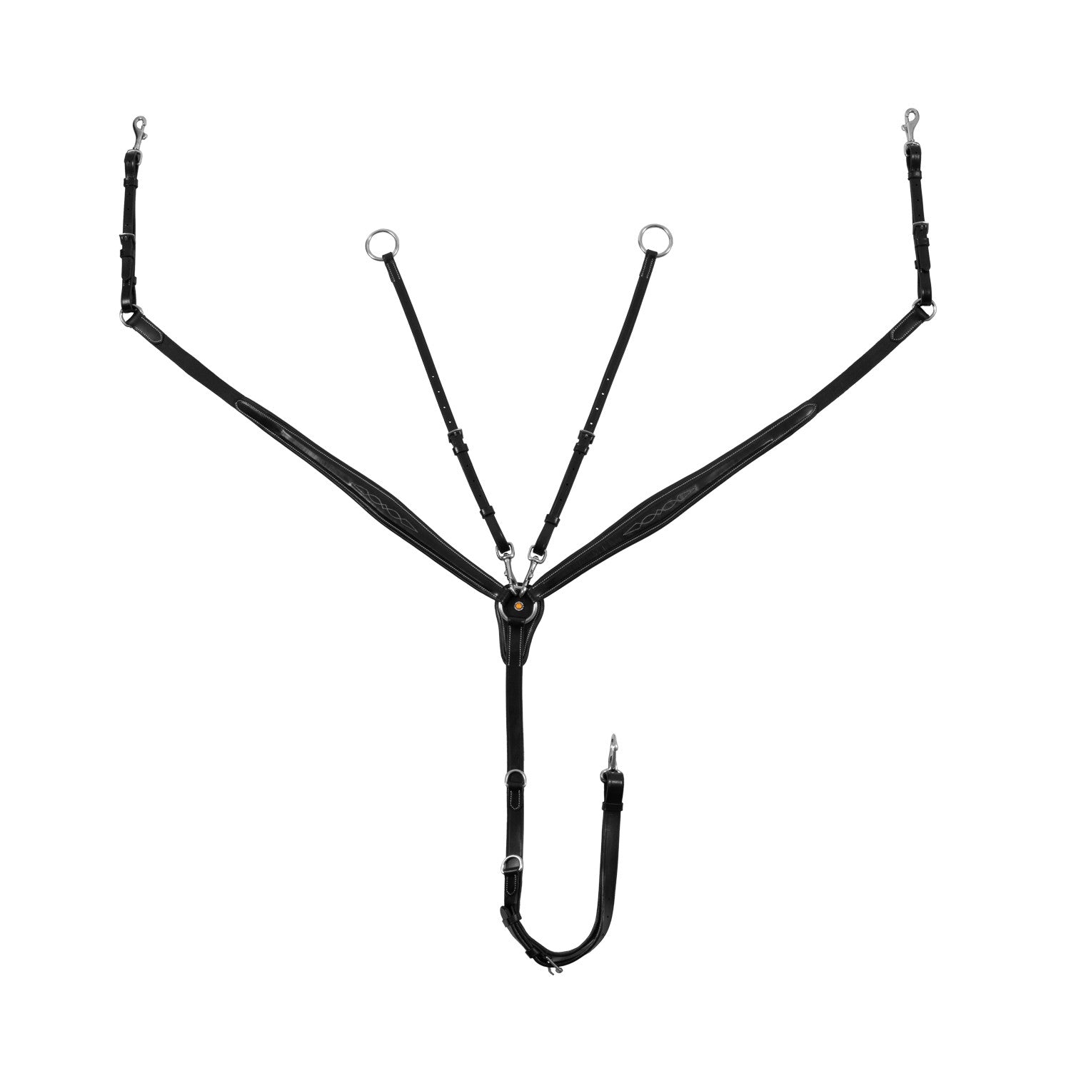 Equestro Tanned leather fork breastplate with embroideries