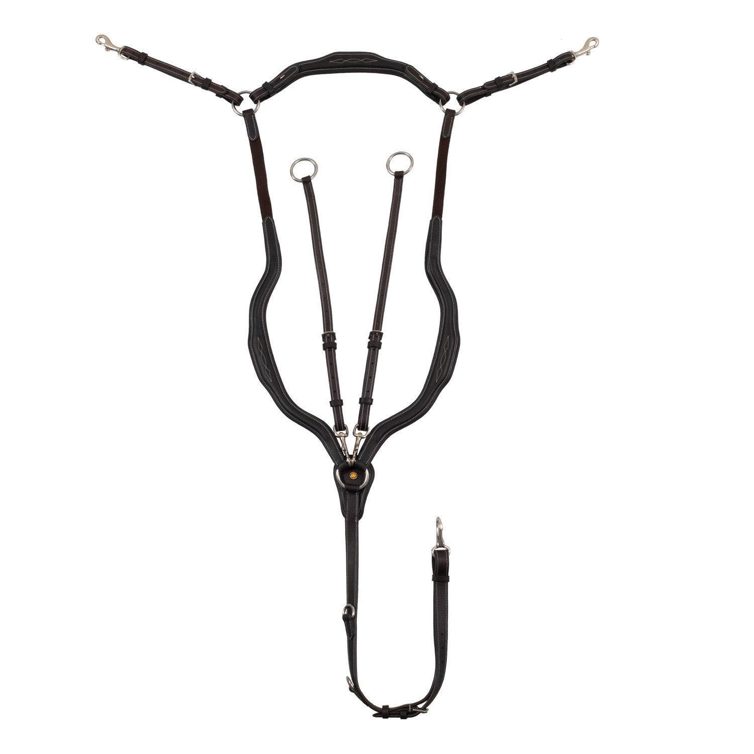 Equestro Anatomical leather breastplate with removable martingale