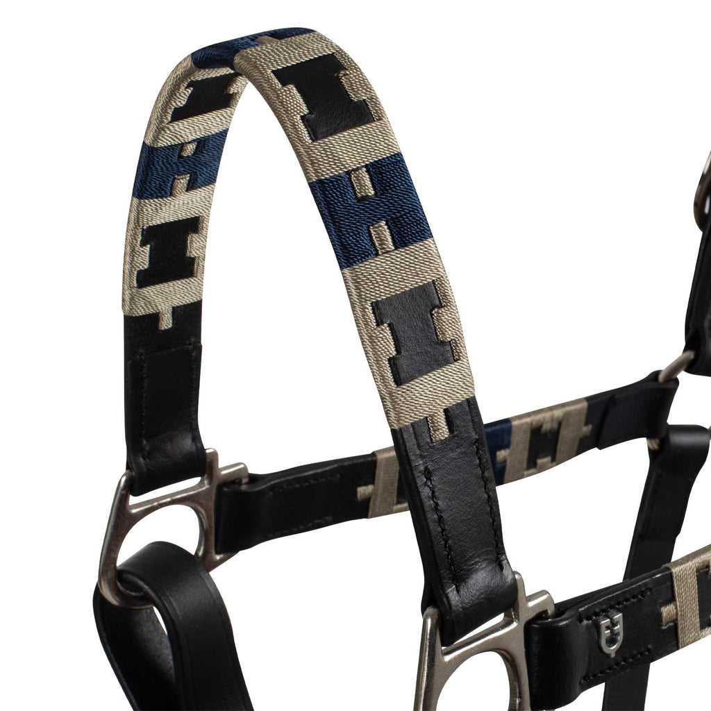 Leather halter with geometric pattern