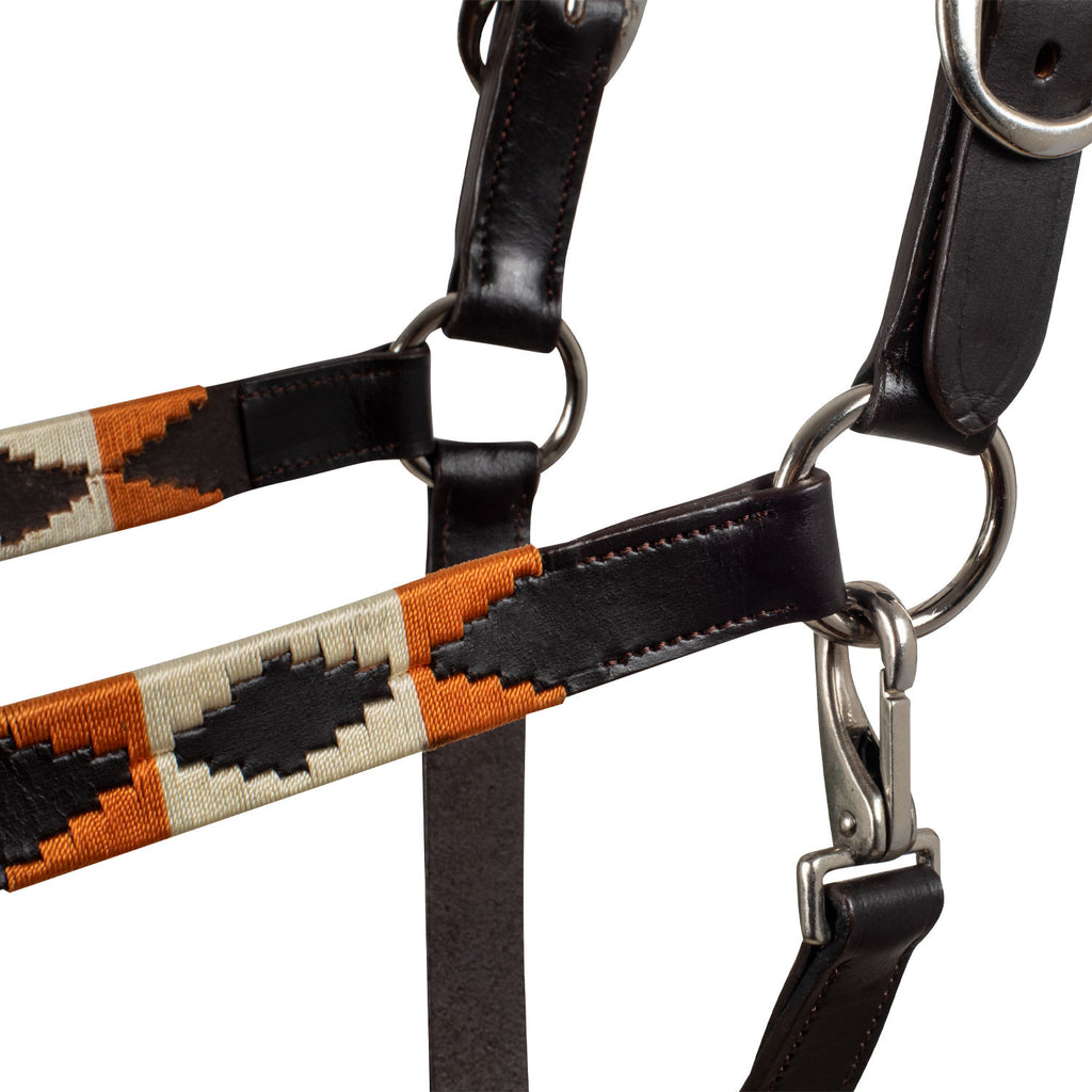 Leather halter with navajo decorations