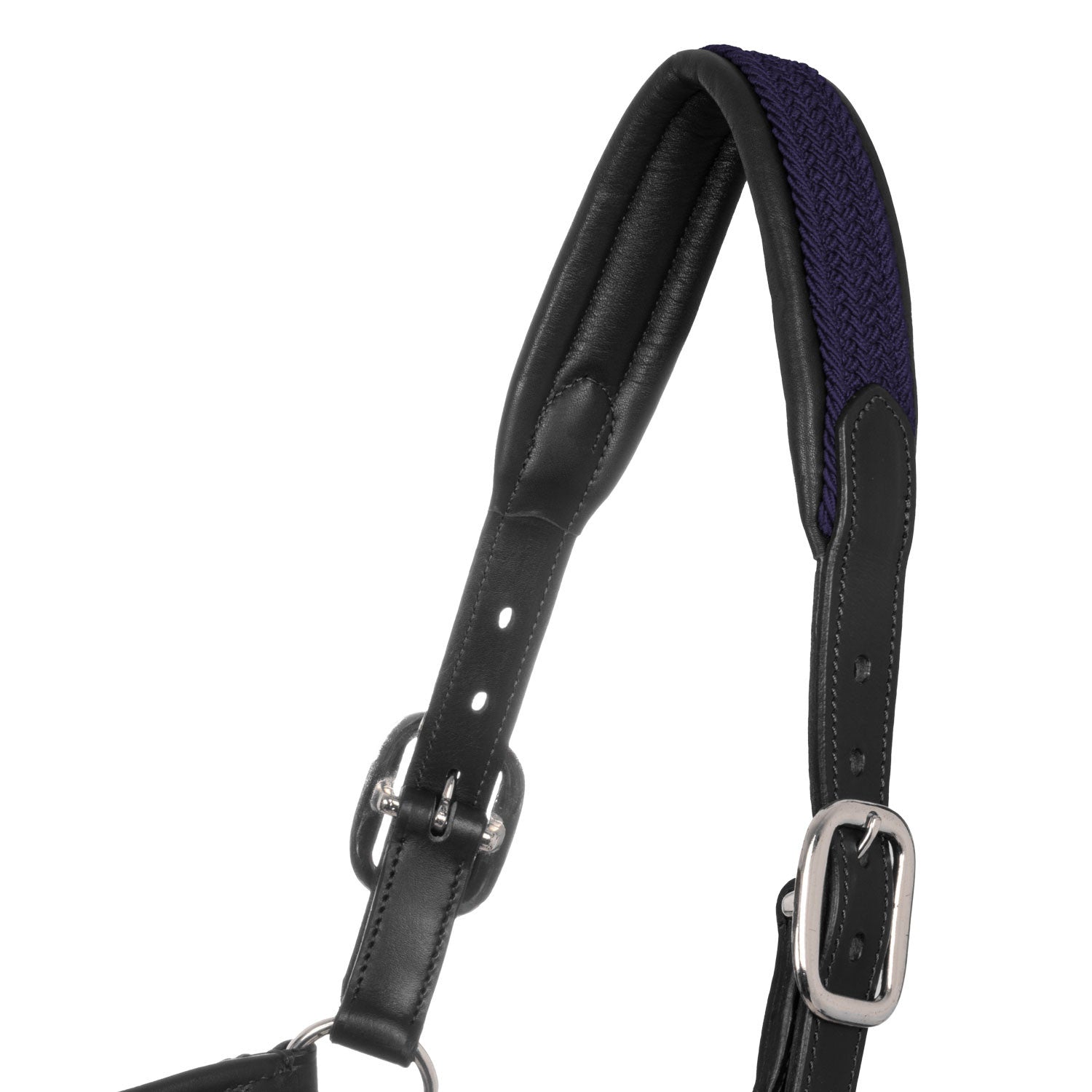 Leather halter with braided nylon inserts