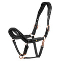 Polished leather halter with rose gold buckles