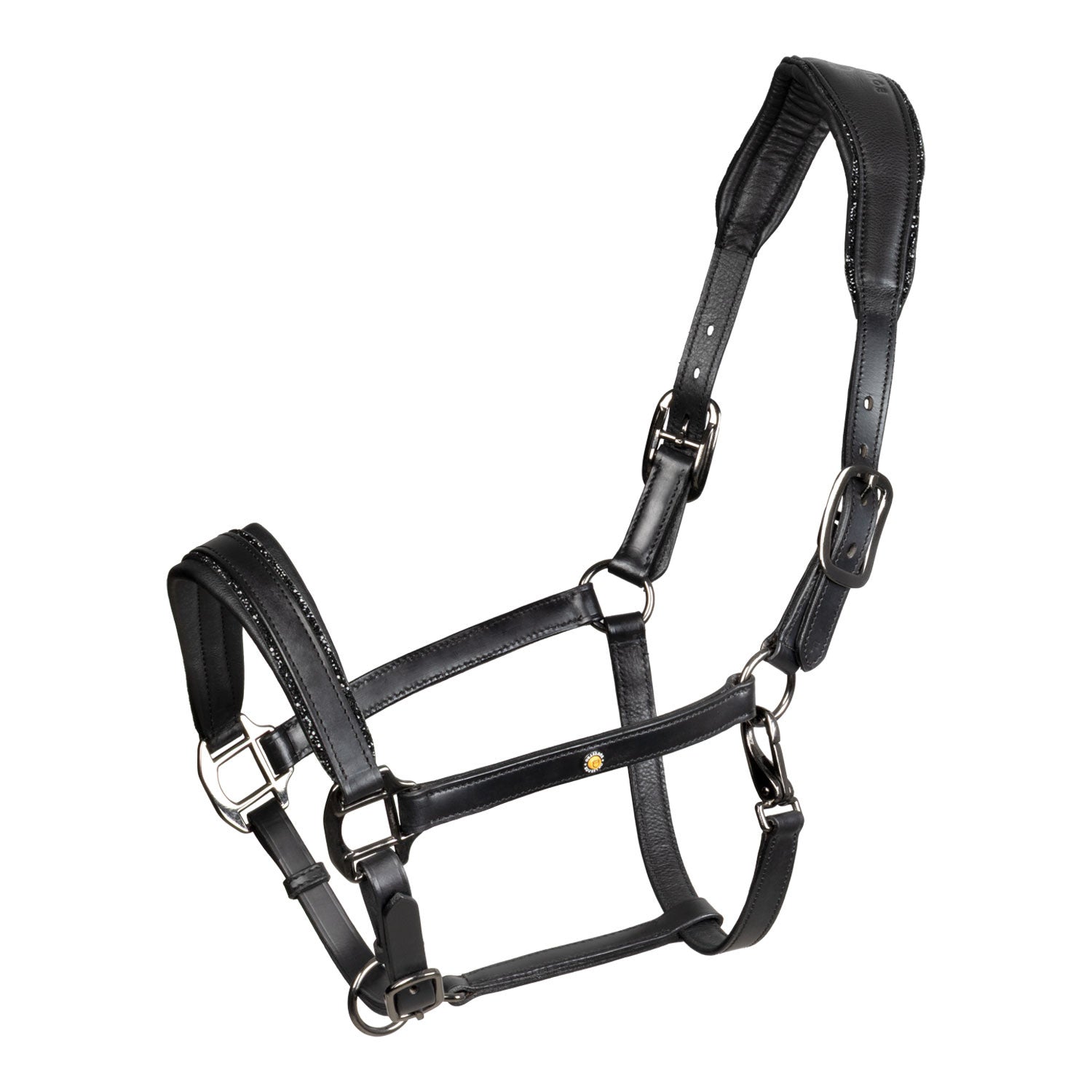 Leather halter with glittery piping