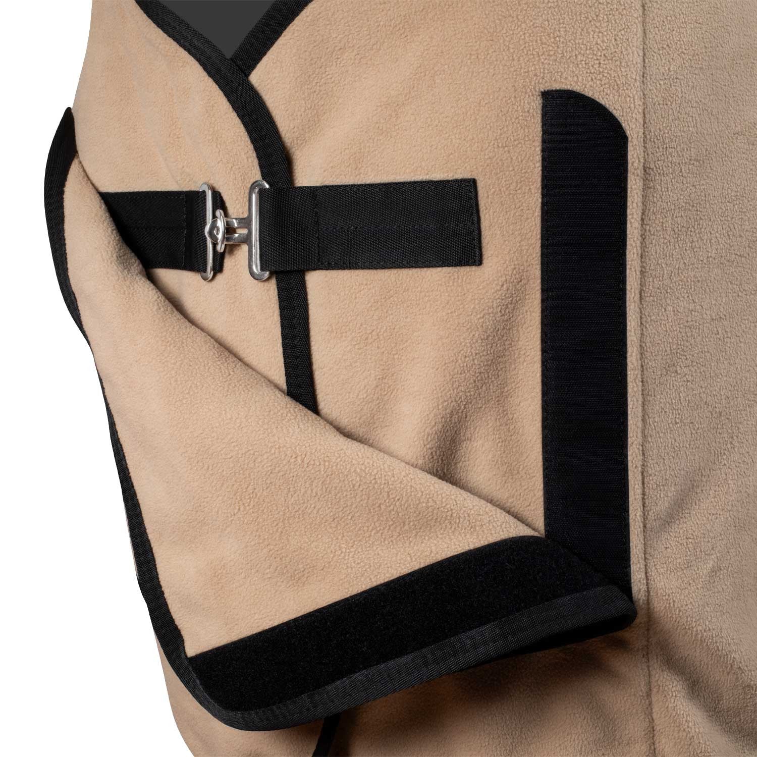 Fleece rug with flap front closure