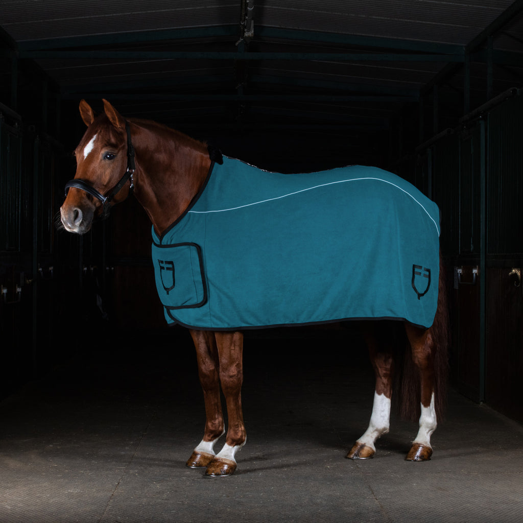 Fleece rug with flap front closure