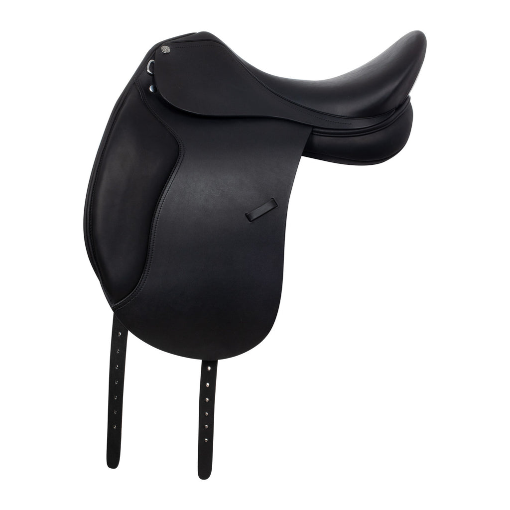 Dressage saddle with long blocks
