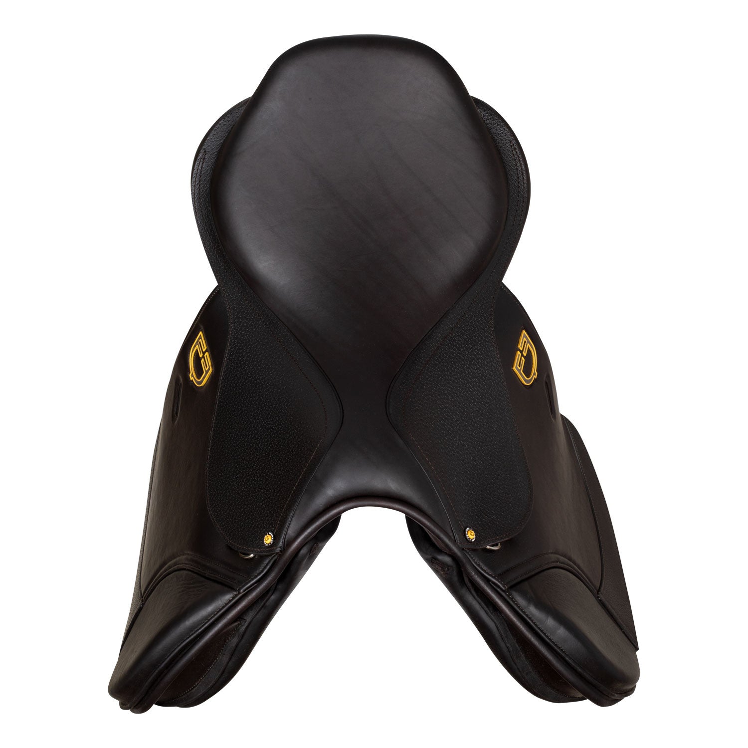 Earth jumping saddle in double leather with embossed logo