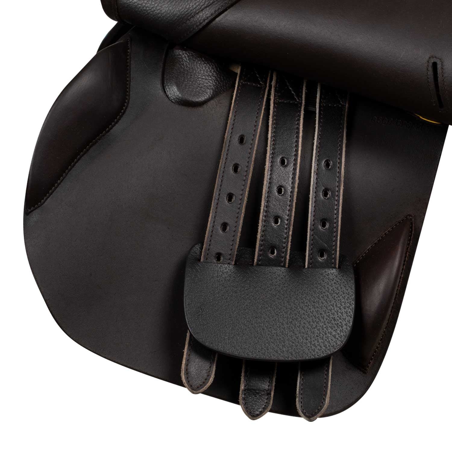 Earth jumping saddle in double leather with embossed logo