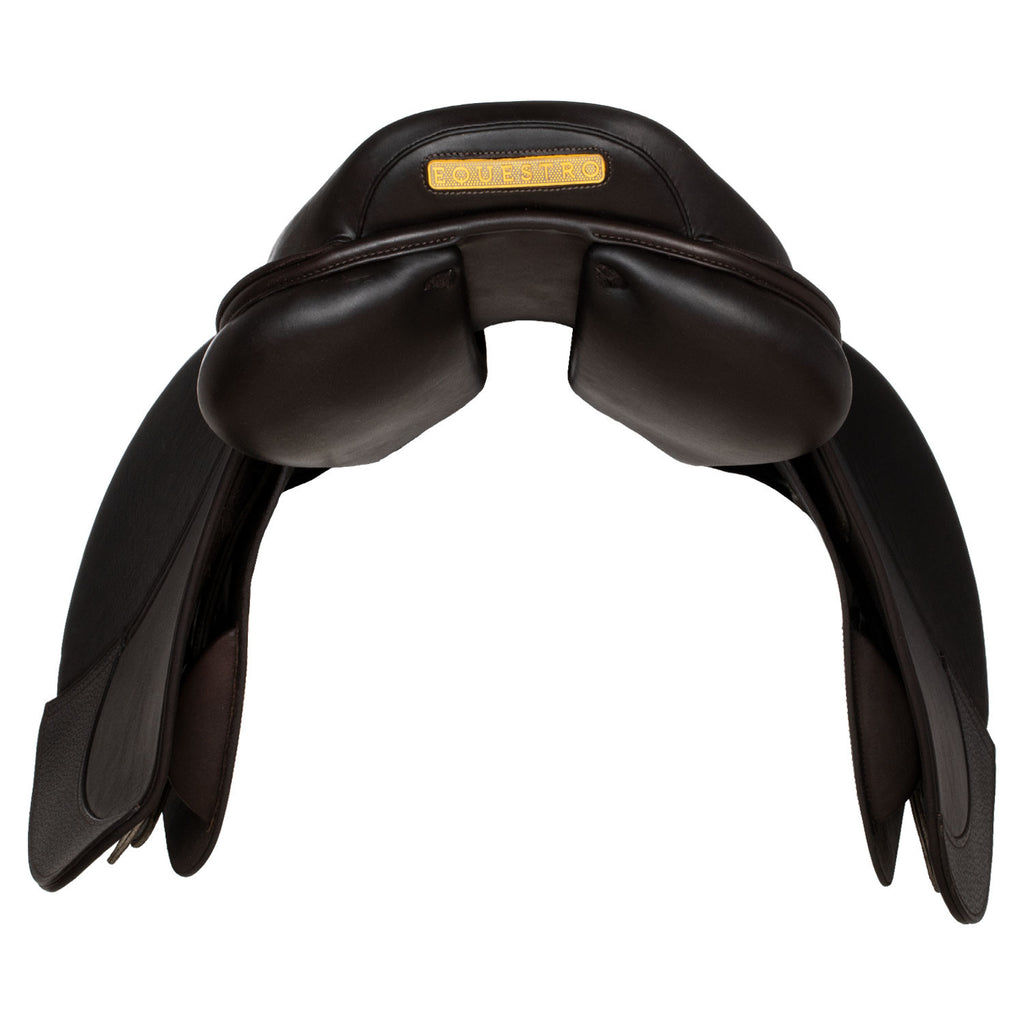 Earth jumping saddle in double leather with embossed logo
