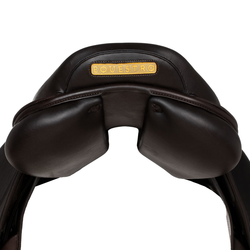 Earth jumping saddle in double leather with embossed logo