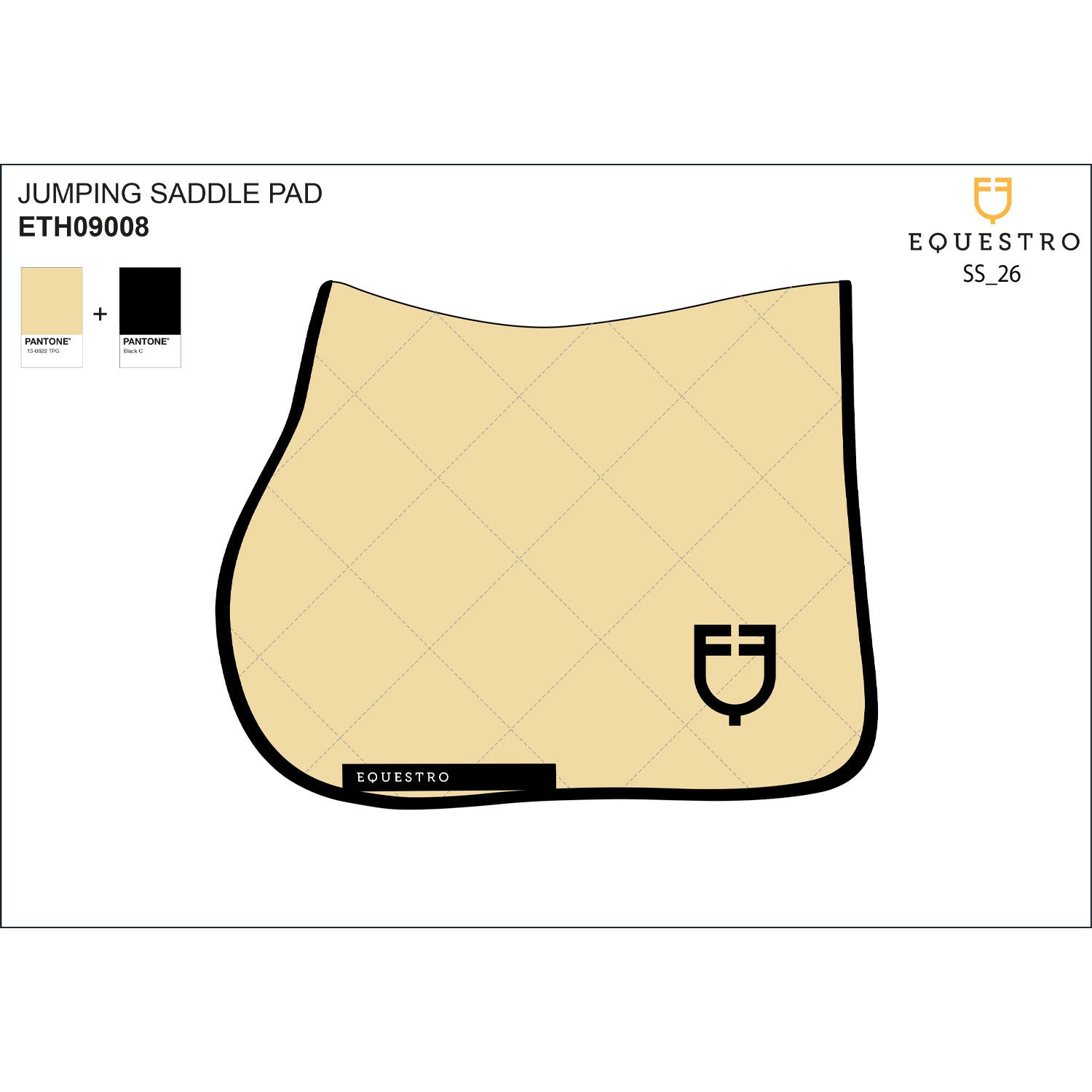 Equestro Jumping saddle pad with embroidered logo black line edition