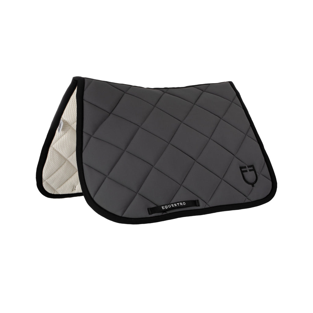Jumping saddle pad with embroidered logo black line edition