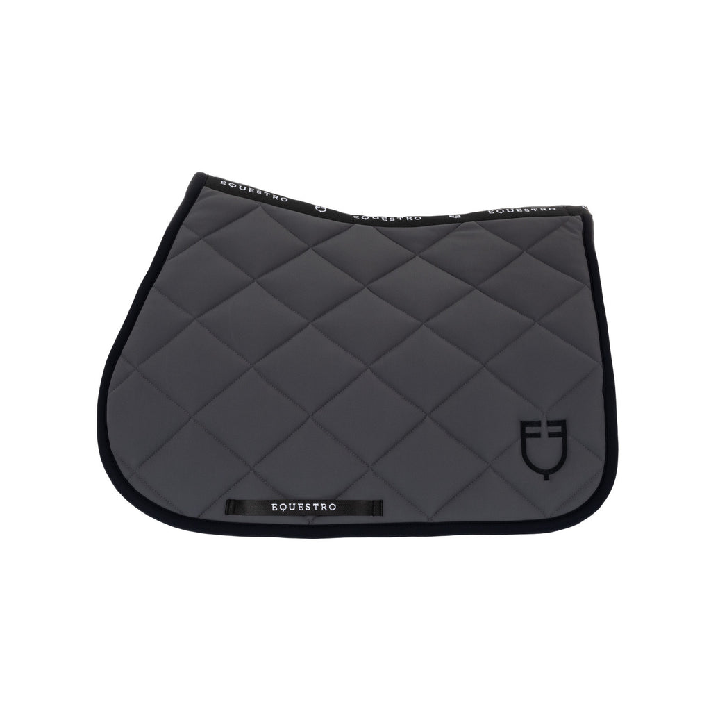 Jumping saddle pad with embroidered logo black line edition