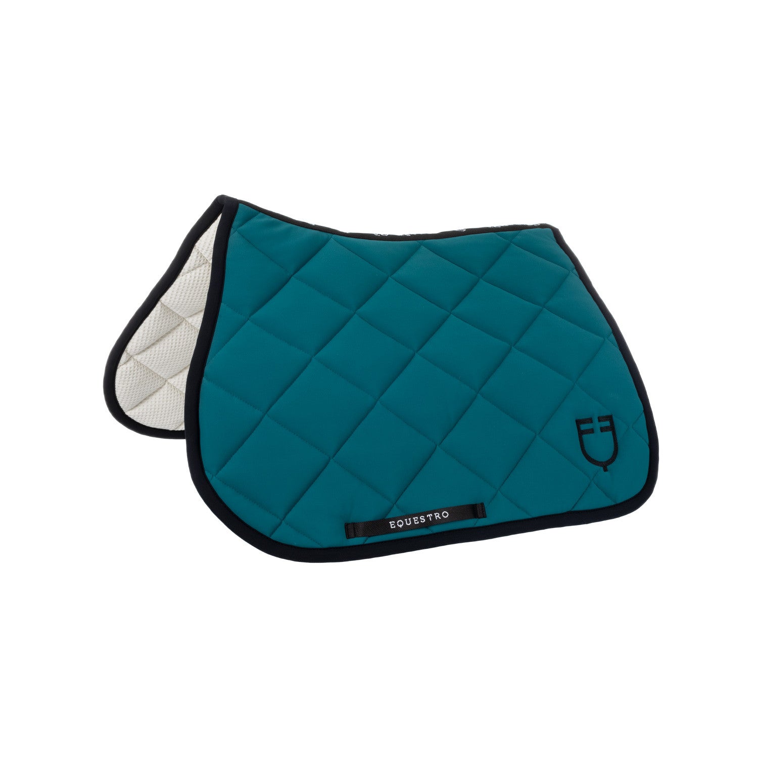 Equestro Jumping saddle pad with embroidered logo black line edition