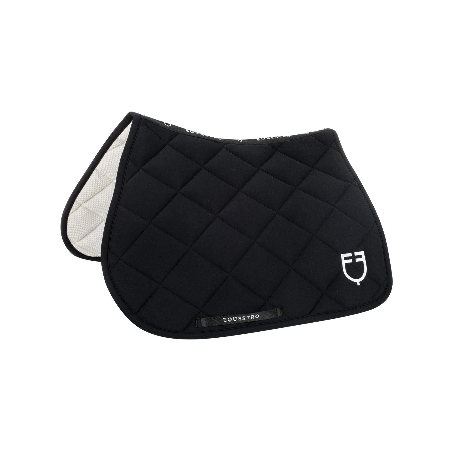 Equestro Jumping saddle pad with embroidered logo black line edition