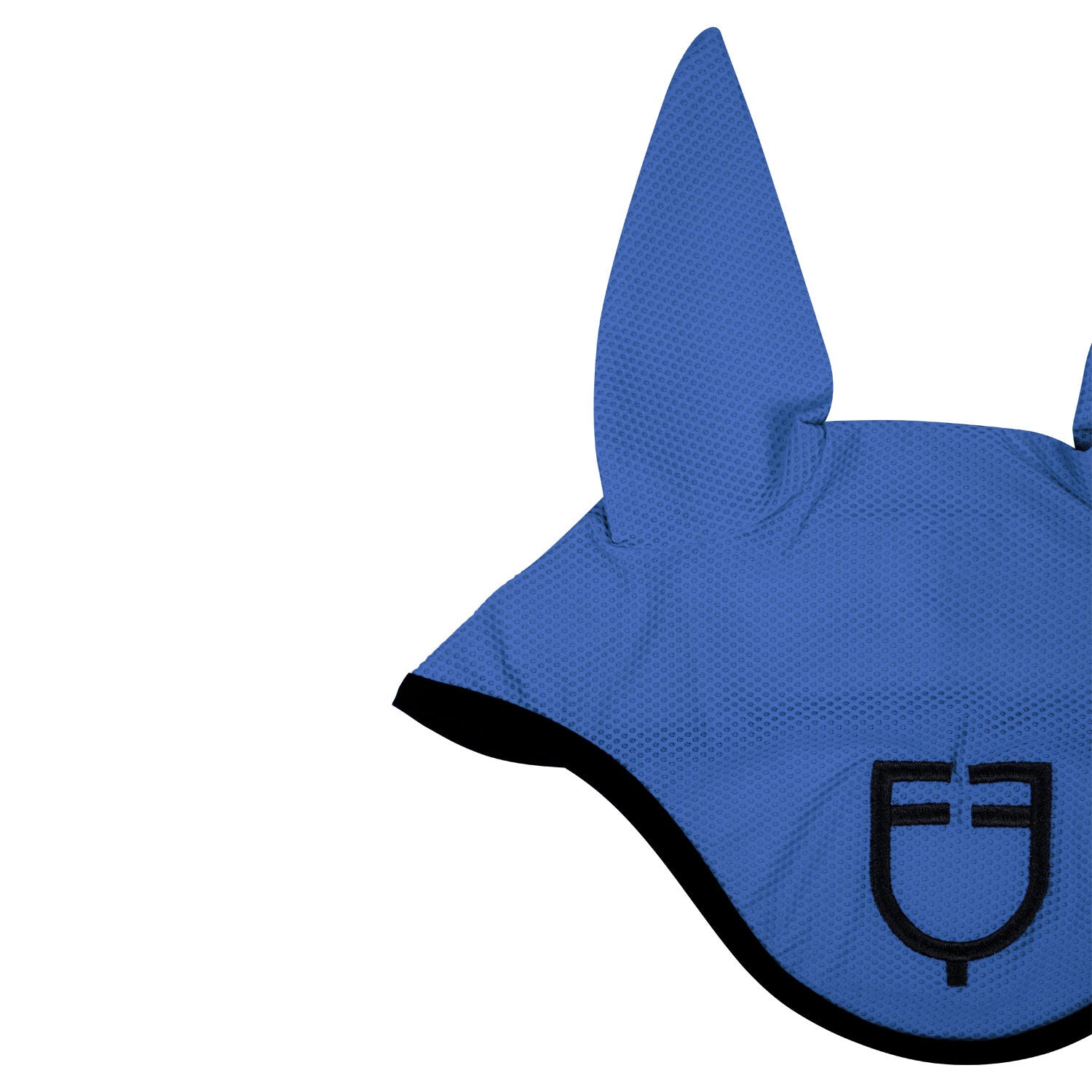 Perforated fabric fly veil with logo