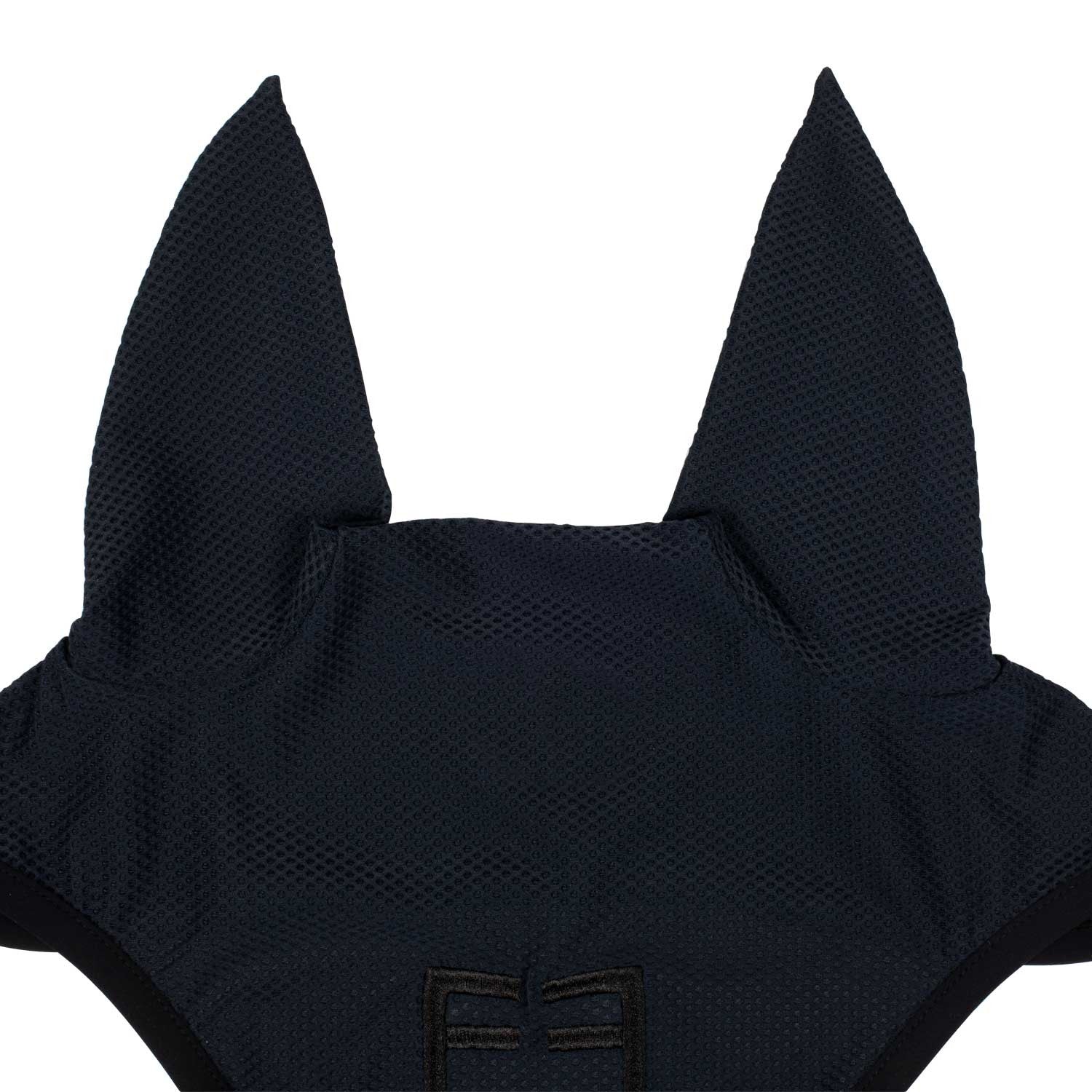Perforated fabric fly veil with logo