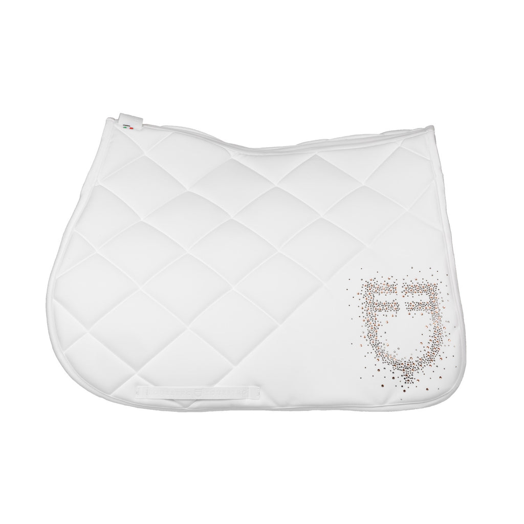 Jumping saddle pad rhinestone logo