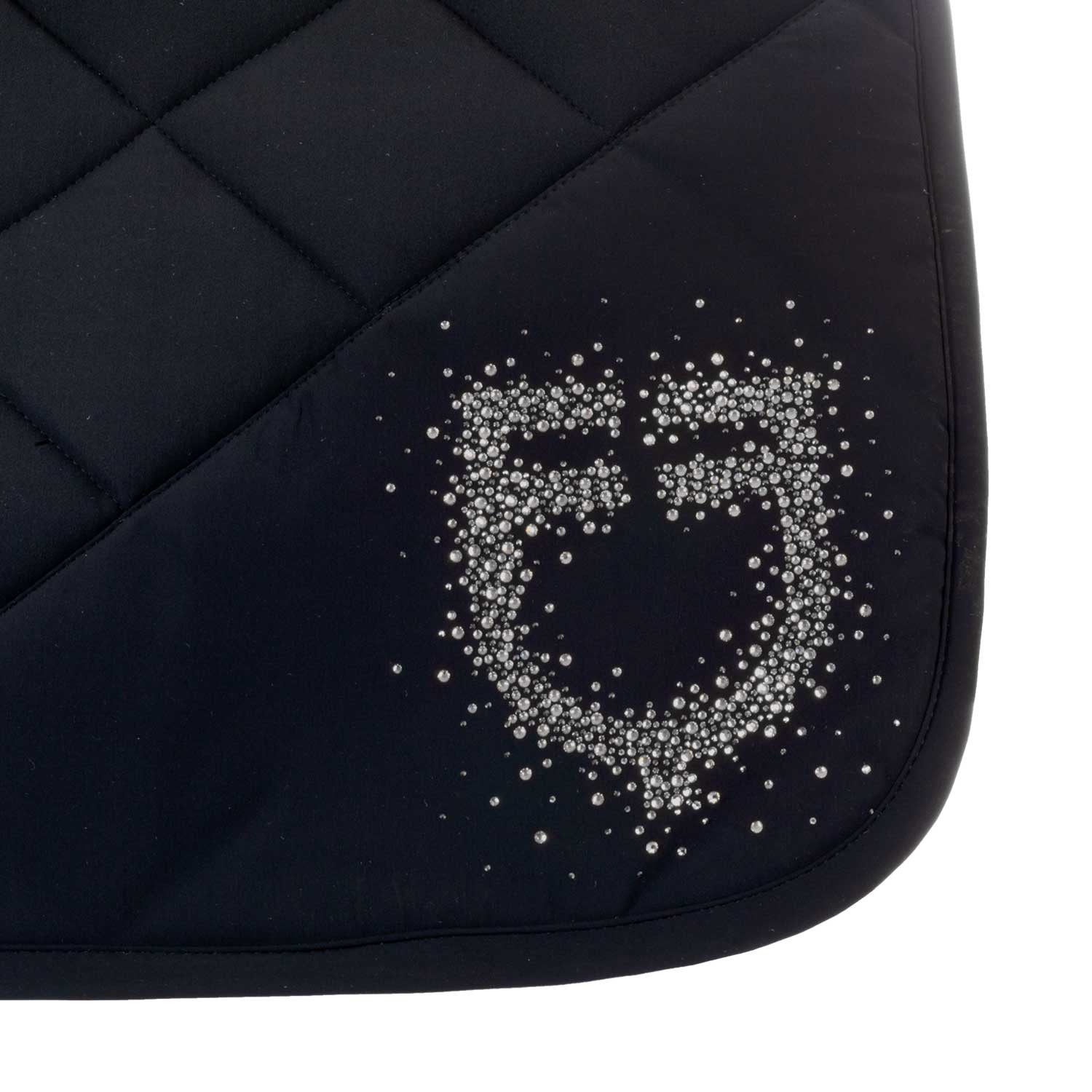 Jumping saddle pad with rhinestone logo