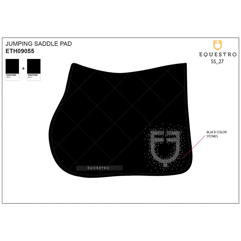 Jumping saddle pad with rhinestone logo