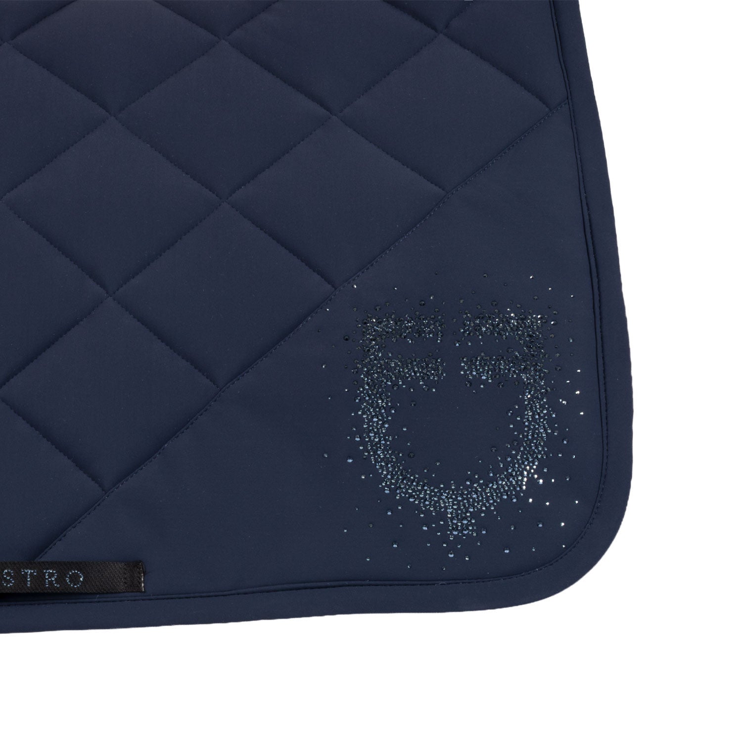 Jumping saddle pad with rhinestone logo