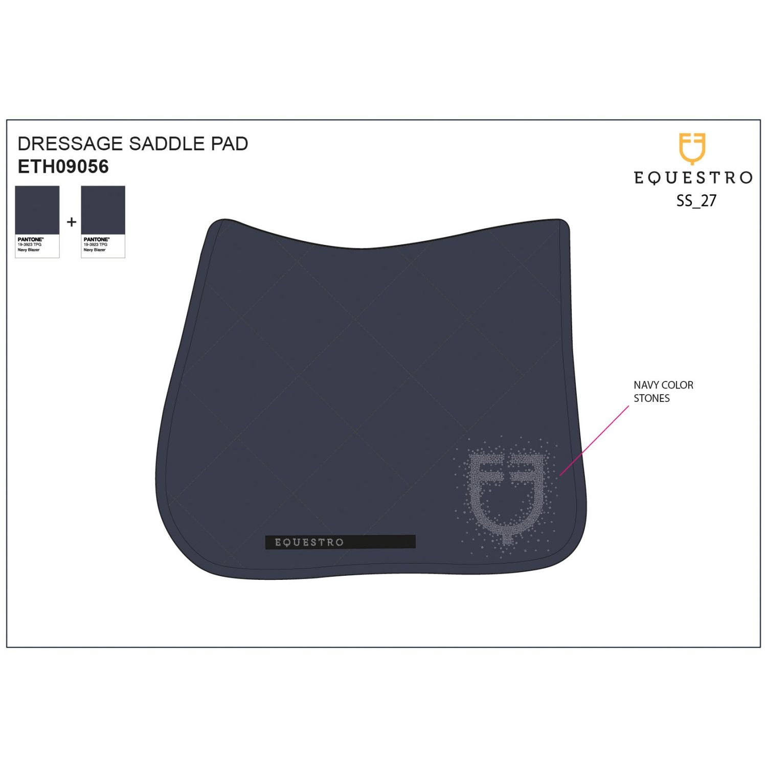 Jumping saddle pad with rhinestone logo
