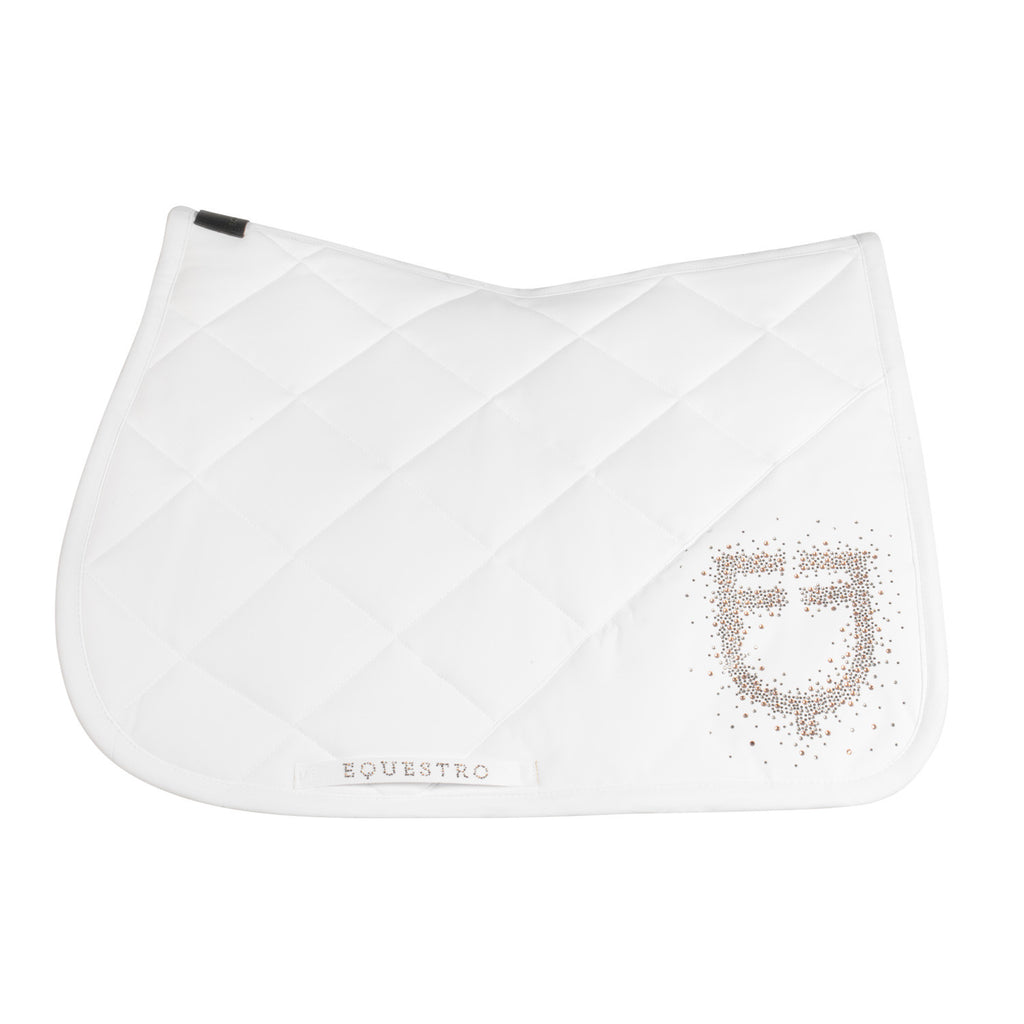 Jumping saddle pad with rhinestone logo