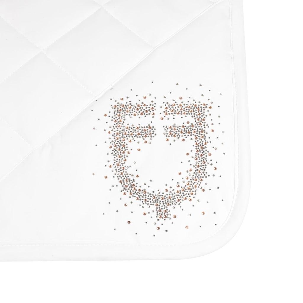 Jumping saddle pad with rhinestone logo