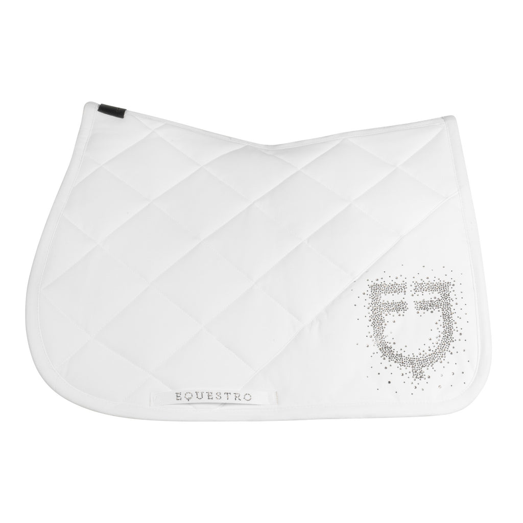 Jumping saddle pad with rhinestone logo