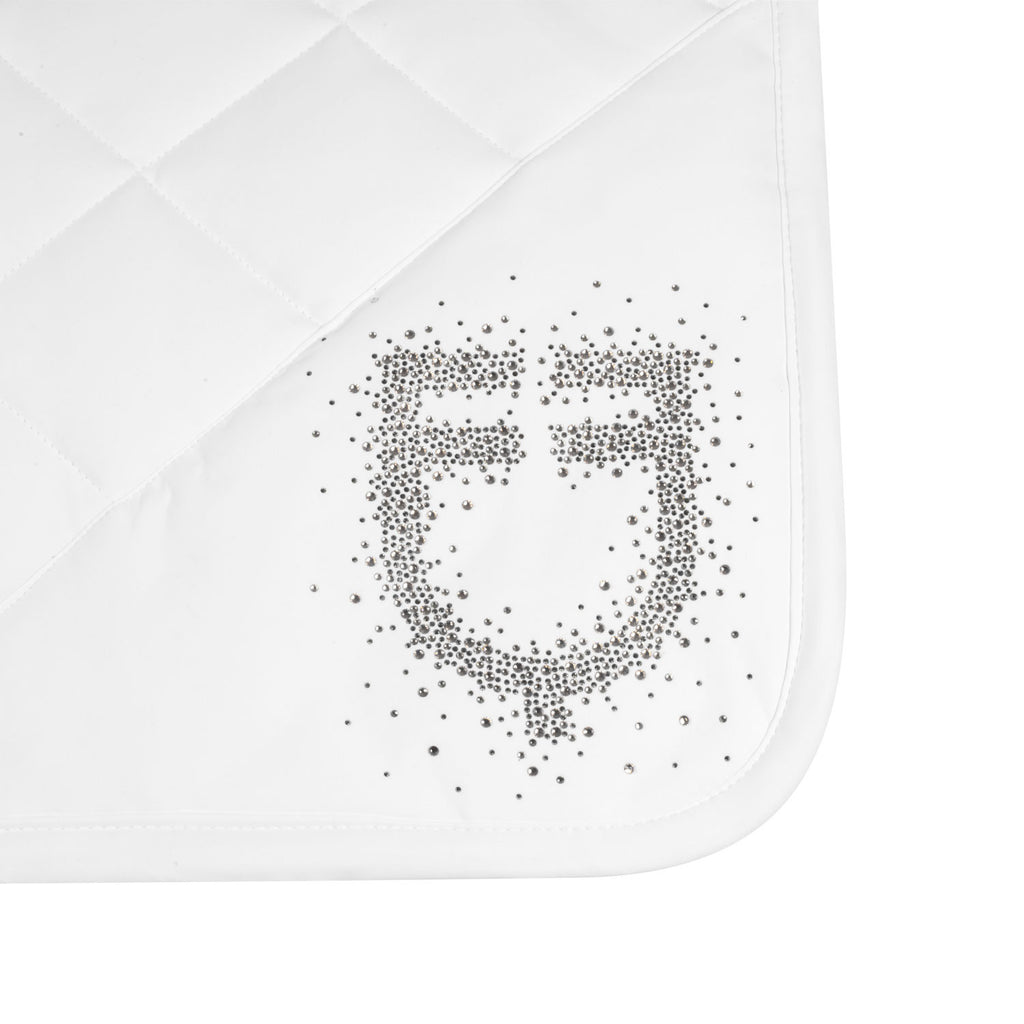 Jumping saddle pad with rhinestone logo