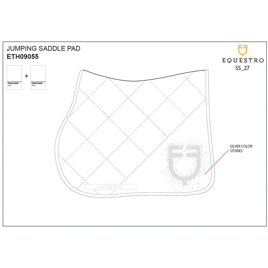Jumping saddle pad with rhinestone logo