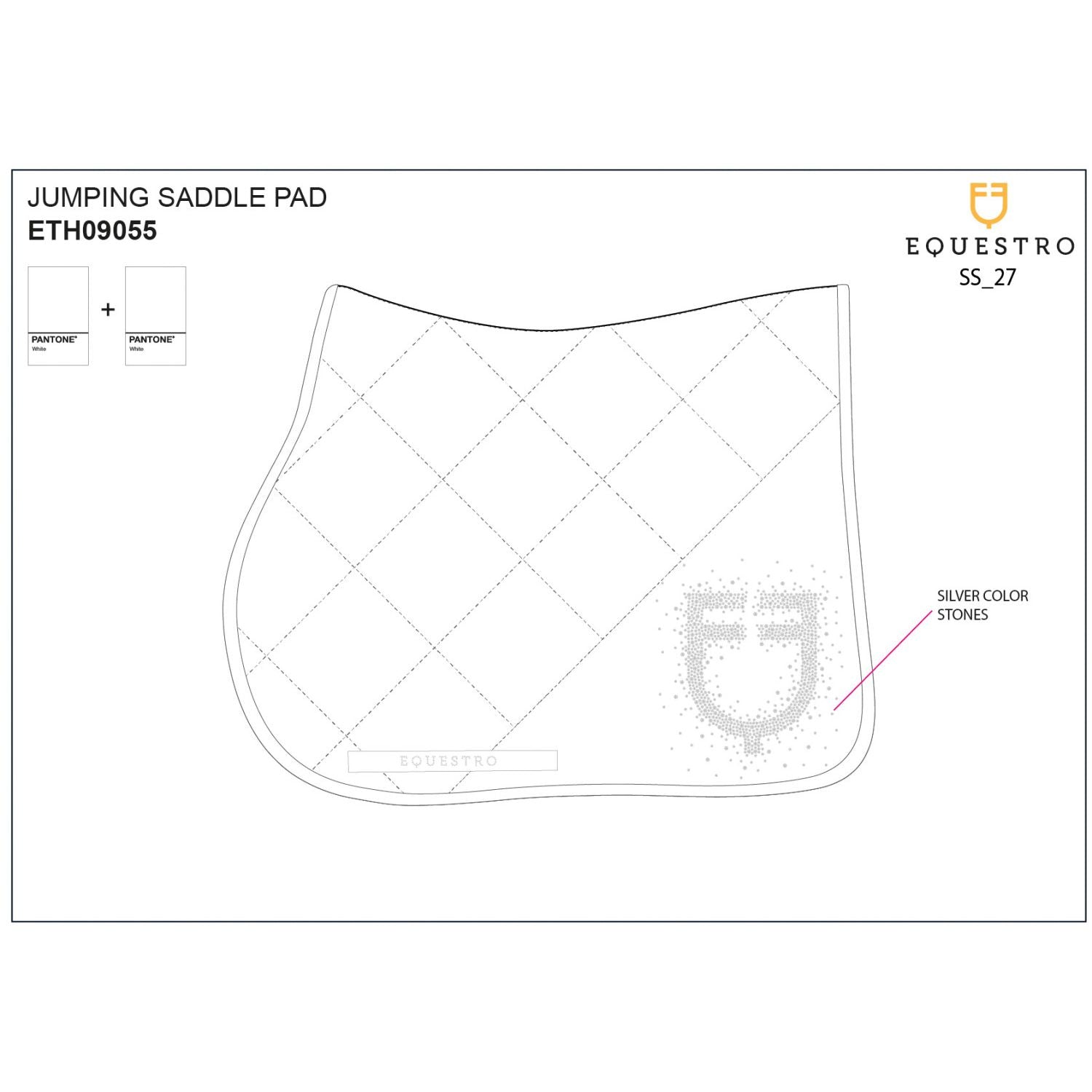 Jumping saddle pad with rhinestone logo