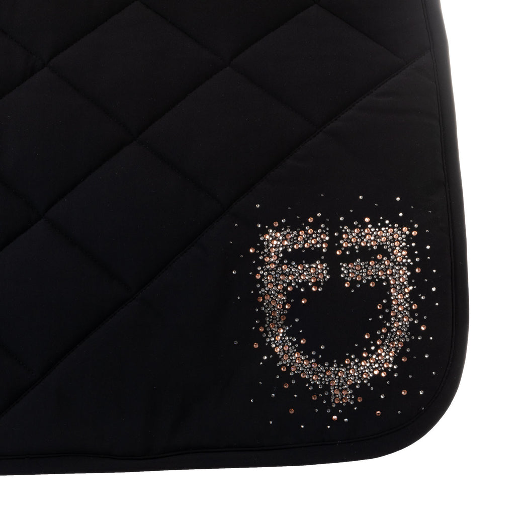 Dressage saddle pad with rhinestone logo