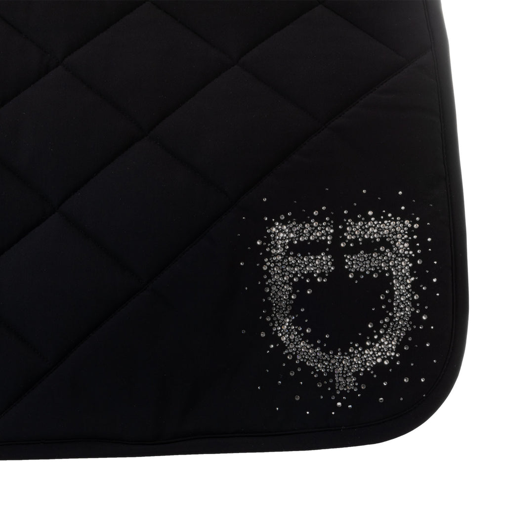 Dressage saddle pad with rhinestone logo