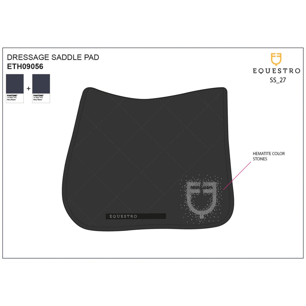 Dressage saddle pad with rhinestone logo
