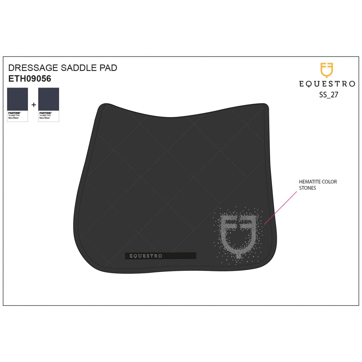 Dressage saddle pad with rhinestone logo