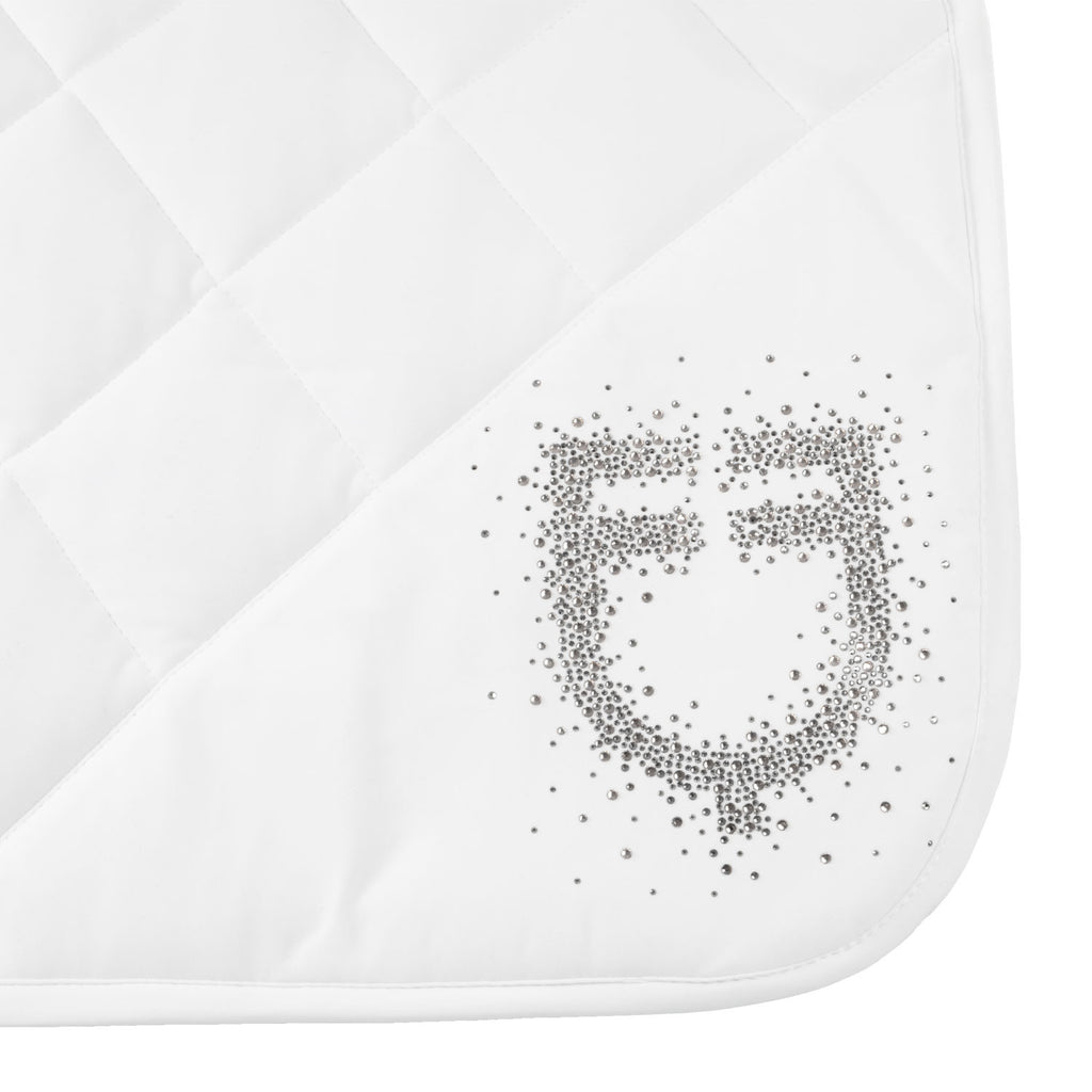 Dressage saddle pad with rhinestone logo