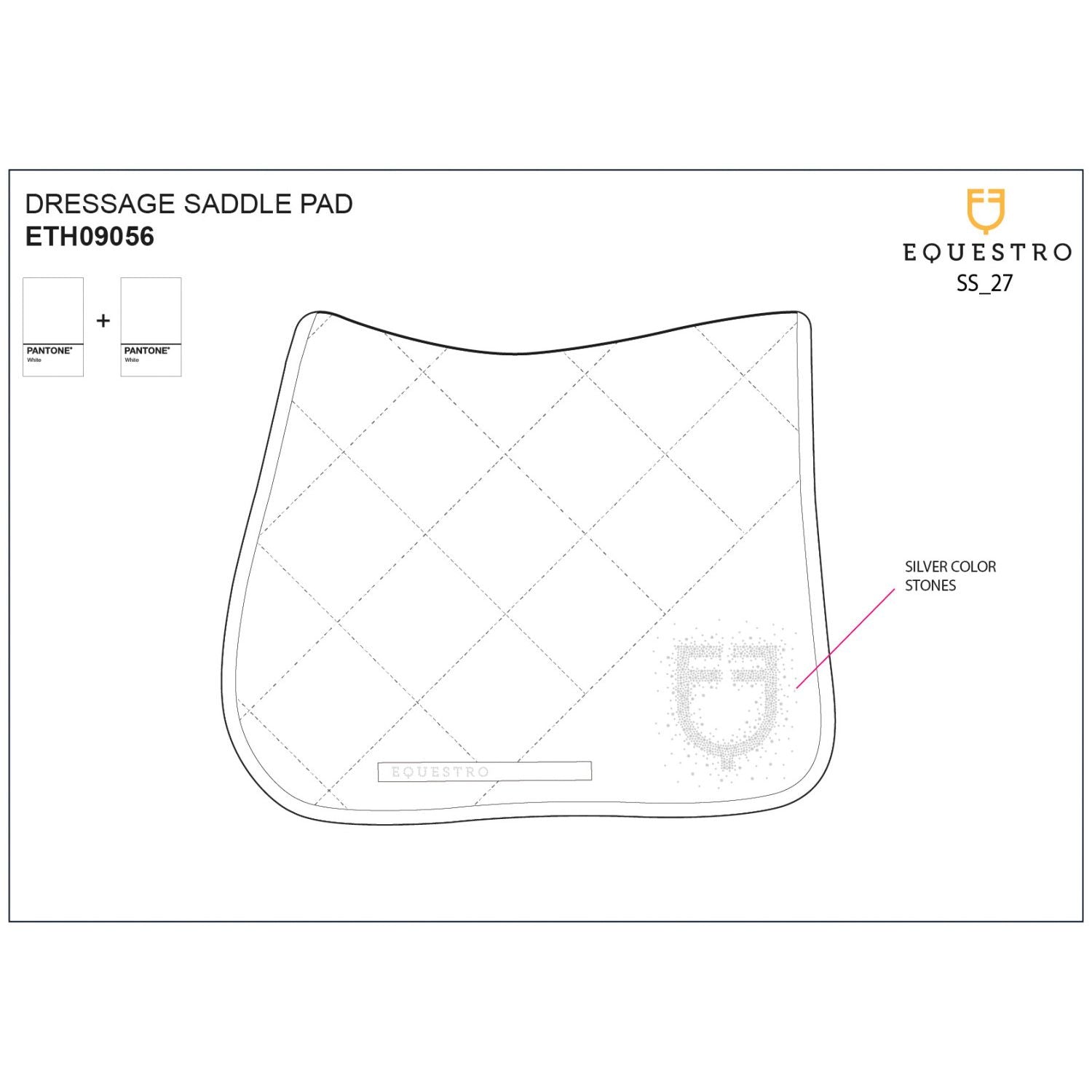 Dressage saddle pad with rhinestone logo