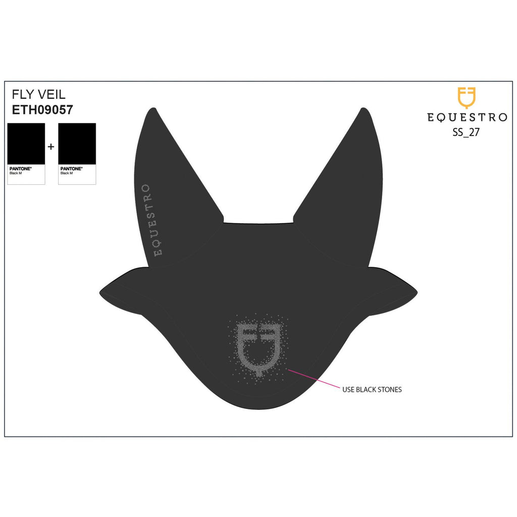 Fly veil in technical fabric with rhinestone logo
