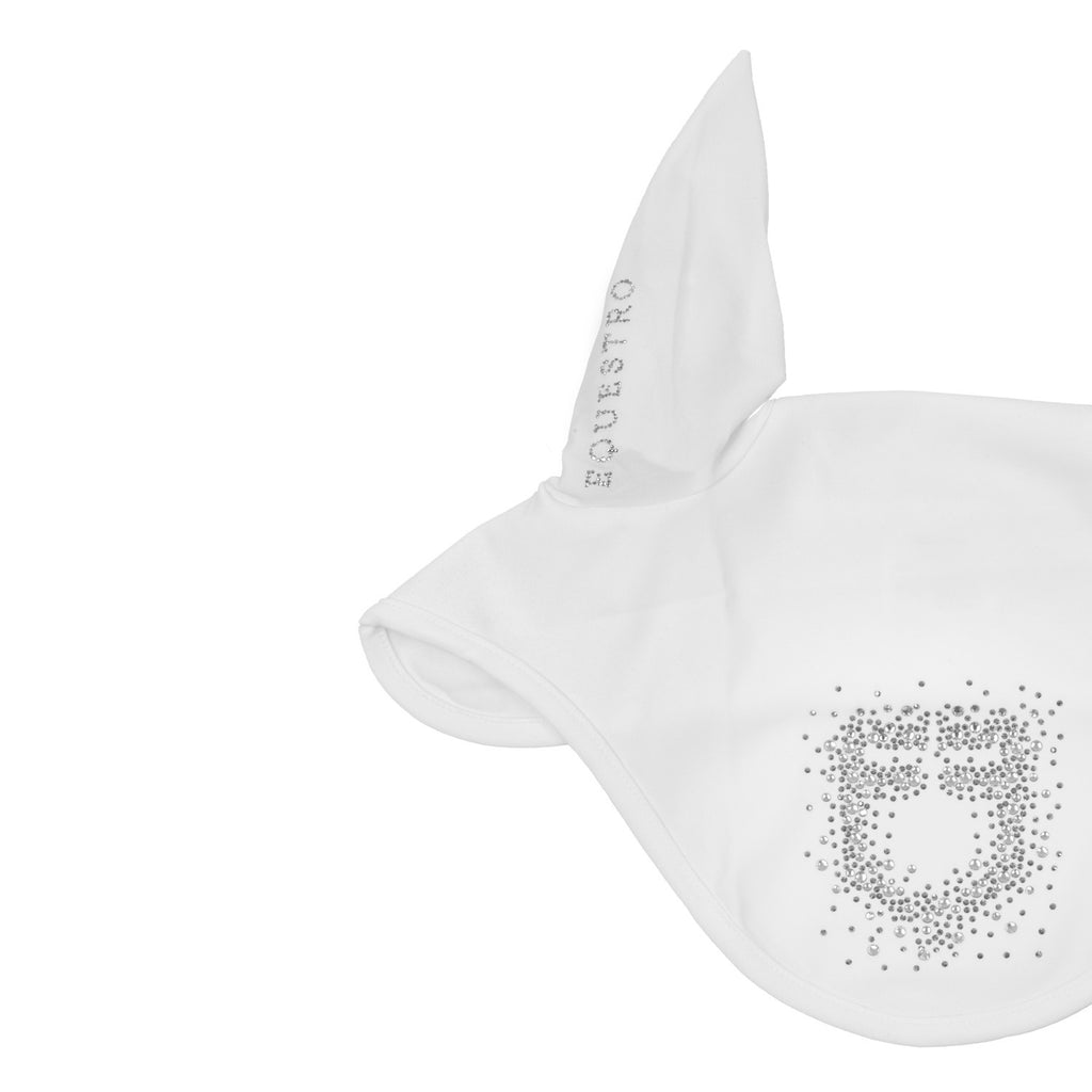 Fly veil in technical fabric with rhinestone logo