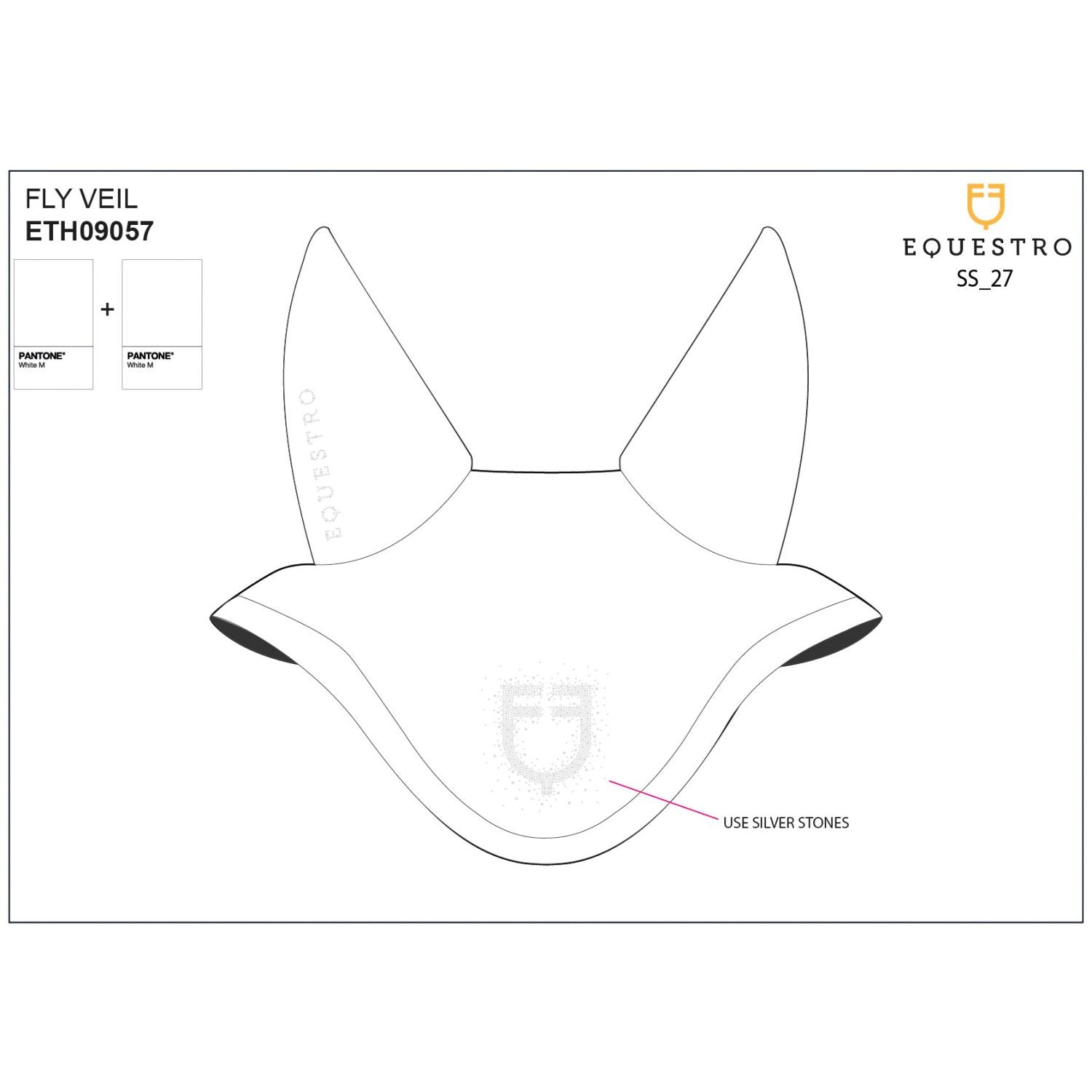 Fly veil in technical fabric with rhinestone logo