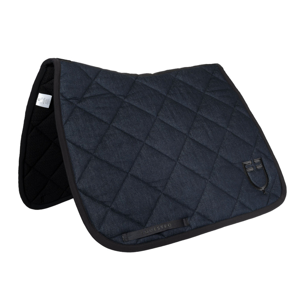 Dressage saddle pad in denim-effect technical fabric