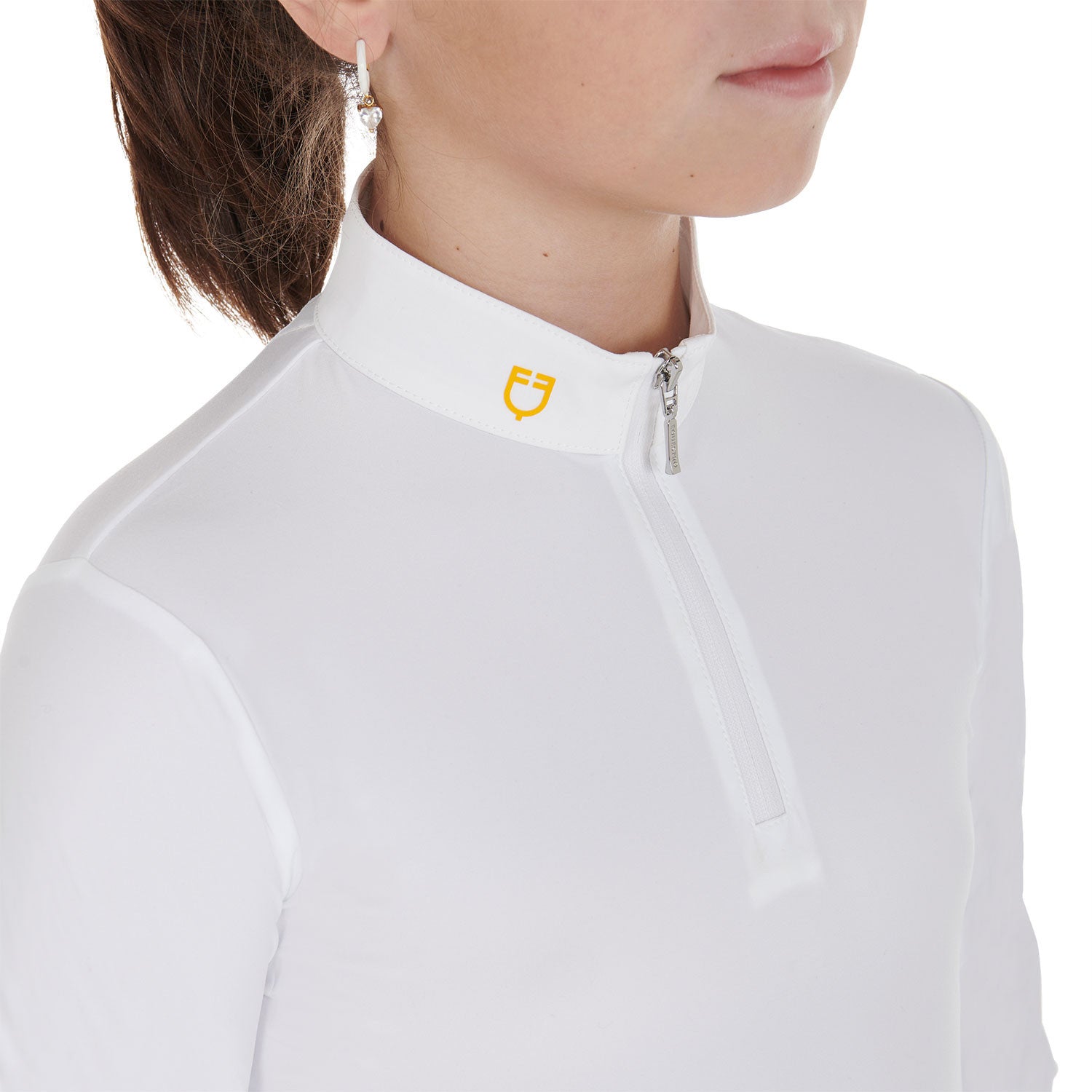 Girl's slim fit polo shirt in technical fleece fabric