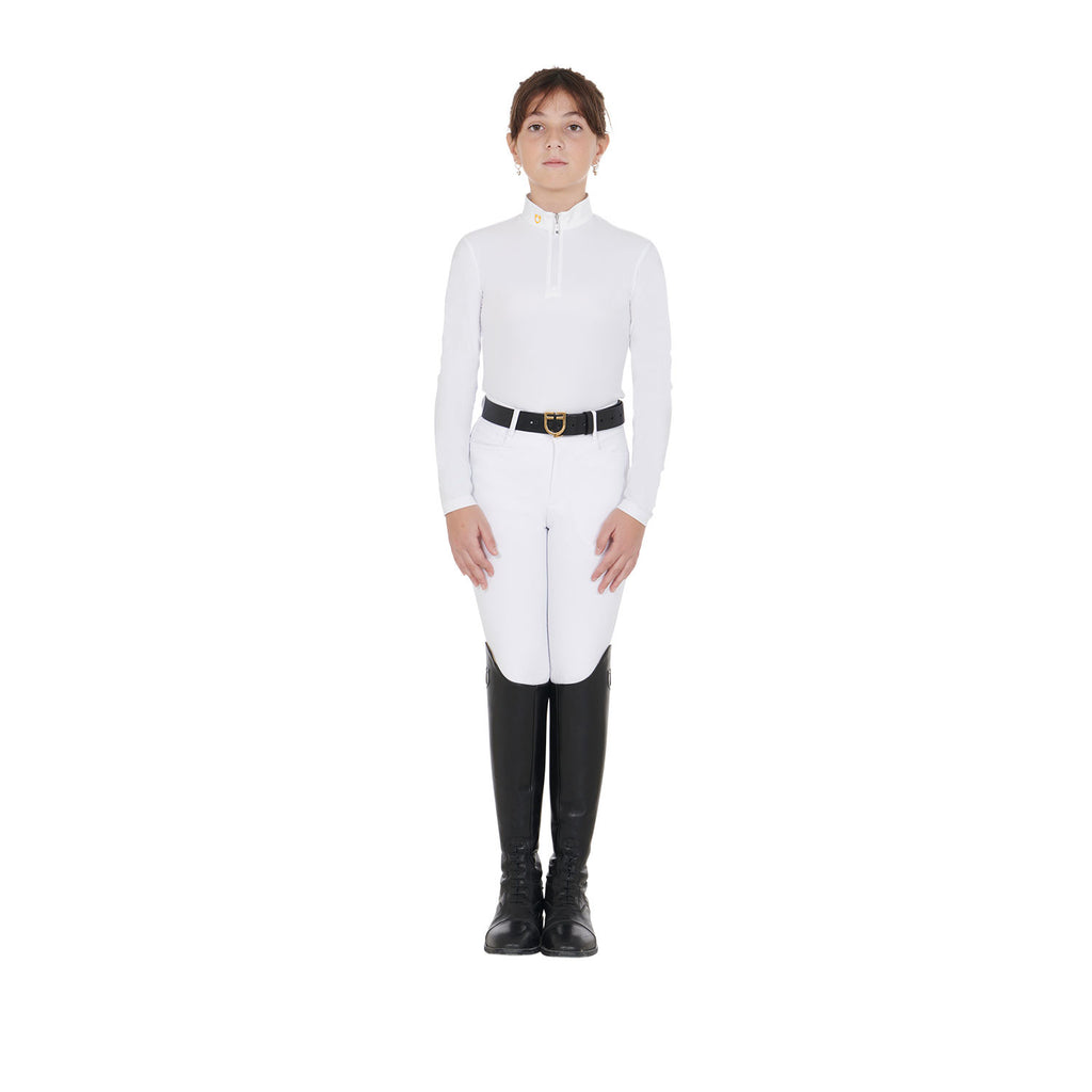Girl's slim fit polo shirt in technical fleece fabric