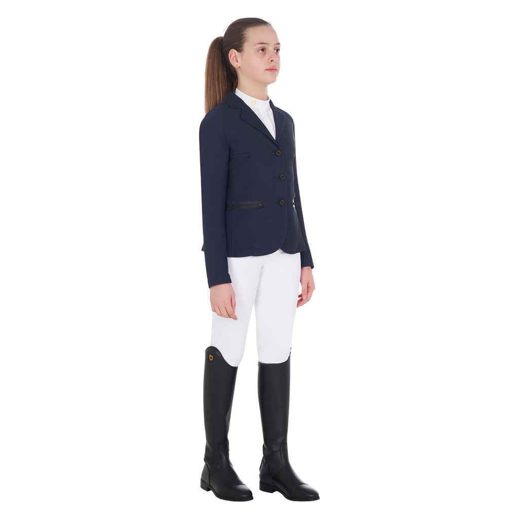 Girls' three-button competition jacket perforated fabric